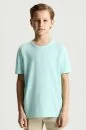 Saf Pamuk Bisiklet Yaka Açık Mavi Çocuk Triko T-Shirt