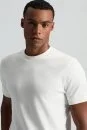 Saf Pamuk Bisiklet Yaka Beyaz Basic T-Shirt - Thumbnail