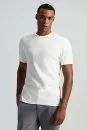 Saf Pamuk Bisiklet Yaka Beyaz Basic T-Shirt - Thumbnail
