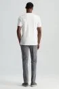 Saf Pamuk Bisiklet Yaka Beyaz Basic T-Shirt - Thumbnail