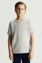 Saf Pamuk Bisiklet Yaka Gri Çocuk Triko T-Shirt