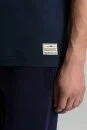 Saf Pamuk Bisiklet Yaka Lacivert Basic T-Shirt - Thumbnail