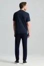 Saf Pamuk Bisiklet Yaka Lacivert Basic T-Shirt - Thumbnail