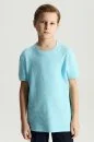 Saf Pamuk Bisiklet Yaka Mavi Çocuk T-Shirt