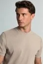 Saf Pamuk Bisiklet Yaka Vizon Rengi Basic T-Shirt - Thumbnail