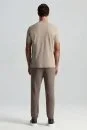 Saf Pamuk Bisiklet Yaka Vizon Rengi Basic T-Shirt - Thumbnail