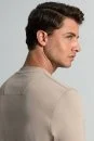 Saf Pamuk Bisiklet Yaka Vizon Rengi Basic T-Shirt - Thumbnail