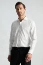 Saf Pamuk İtalyan Yaka Beyaz Business Gömlek - Thumbnail