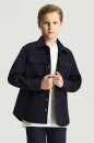 Saf Pamuk Metal Düğmeli Lacivert Çocuk Ceket Gömlek