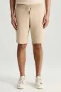 Saf Pamuk Şerit Detaylı Cepleri Fermuarlı Bej Triko Şort