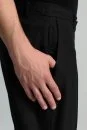 Saf Yün Bağcık Detaylı Siyah Chino Jogger Pantolon - Thumbnail