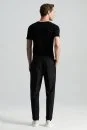 Saf Yün Bağcık Detaylı Siyah Chino Jogger Pantolon - Thumbnail