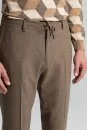 Saf Yün Bağcık Detaylı Tütün Rengi Chino Jogger Pantolon - Thumbnail