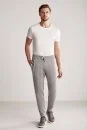 Şerit Detaylı Gri Merino Yün Spor Triko Pantolon - Thumbnail