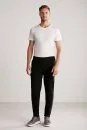 Şerit Detaylı Siyah Merino Yün Spor Triko Pantolon - Thumbnail