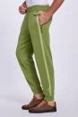 Şerit Detaylı Yeşil Merino Yün Spor Triko Pantolon - Thumbnail
