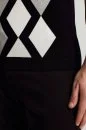 Siyah Beyaz Argyle Desen Triko Polo