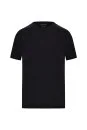 Saf Keten Siyah Bisiklet Yaka T-Shirt - Thumbnail