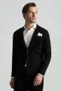 Extrafine Merino Siyah Triko Blazer Ceket - Thumbnail