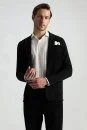 Extrafine Merino Siyah Triko Blazer Ceket - Thumbnail