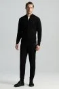 Siyah Fermuarlı Merino Yün Activewear Triko - Thumbnail