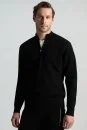 Siyah Fermuarlı Merino Yün Activewear Triko - Thumbnail