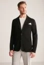 Siyah Giza Pamuk Triko Blazer Ceket - Thumbnail