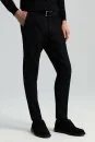 Kaşmir Yün Siyah Flanel Pantolon - Thumbnail