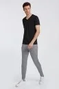 V Yaka Siyah Basic T-Shirt