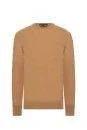 Slim Fit Bisiklet Yaka Camel Merino Yün Triko - Thumbnail