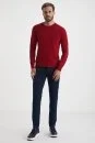 Slim Fit Bisiklet Yaka Kırmızı Merino Yün Triko - Thumbnail