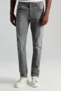 Saf Pamuk Slim Fit Gri Denim Pantolon - Thumbnail