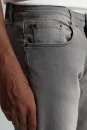 Saf Pamuk Slim Fit Gri Denim Pantolon - Thumbnail
