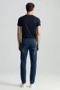 Saf Pamuk Slim Fit Lacivert Taşlanmış Denim Pantolon - Thumbnail
