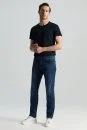 Saf Pamuk Slim Fit Lacivert Taşlanmış Denim Pantolon - Thumbnail