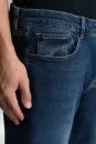Saf Pamuk Slim Fit Lacivert Taşlanmış Denim Pantolon - Thumbnail