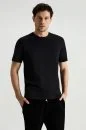 Superfine Pamuk Bisiklet Yaka Siyah Basic T-Shirt