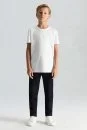 Supima Pamuk Bisiklet Yaka Tencel Beyaz Çocuk T-Shirt - Thumbnail