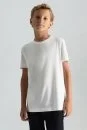 Supima Pamuk Bisiklet Yaka Tencel Beyaz Çocuk T-Shirt - Thumbnail