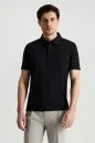 Supima Pamuk Polo Yaka Tencel Siyah T-Shirt