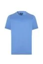 Supima Pamuk Bisiklet Yaka Tencel Mavi T-Shirt - Thumbnail