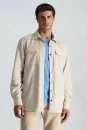 Supima Pamuk Bisiklet Yaka Tencel Mavi T-Shirt - Thumbnail
