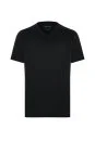 Supima Pamuk V Yaka Tencel Siyah T-Shirt - Thumbnail