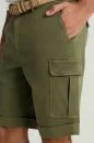 Tencel Kumaş Haki Kargo Şort