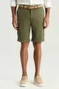 Tencel Kumaş Haki Kargo Şort