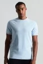 Saf Pamuk Bisiklet Yaka Mavi Basic T-Shirt - Thumbnail