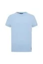 Saf Pamuk Bisiklet Yaka Mavi Basic T-Shirt - Thumbnail