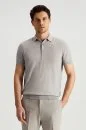 Ultrafine Merino Yünü Açık Gri Triko Polo