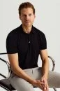 Ultrafine Merino Yünü Siyah Triko Polo