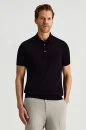 Ultrafine Merino Yünü Siyah Triko Polo
